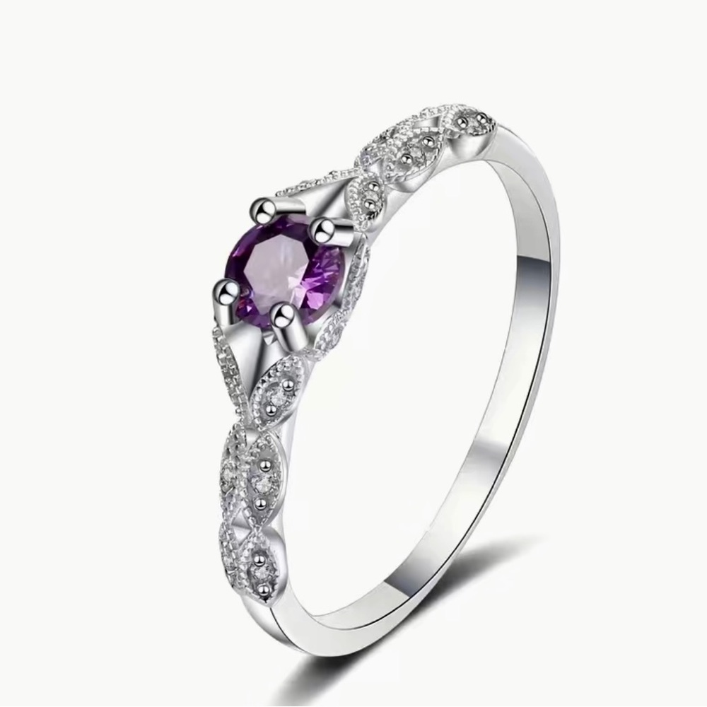 Silver plated ring with  Amethyst stones